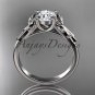 14kt white gold diamond unique engagement ring, wedding ring with a Moissanite center stone ADER154