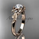 14kt rose gold diamond unique engagement ring, wedding ring with a Moissanite center stone ADER154
