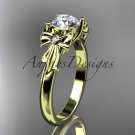 14kt yellow gold diamond unique engagement ring, wedding ring with a Moissanite center stone ADER154