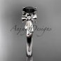 14kt white gold diamond unique engagement ring with a Black Diamond center stone ADER154