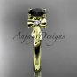 14kt yellow gold diamond unique engagement ring with a Black Diamond center stone ADER154