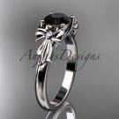 Platinum  diamond unique engagement ring with a Black Diamond center stone ADER154