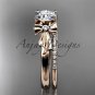 14kt rose gold diamond unique engagement set, wedding ring with a Moissanite center stone ADER154S