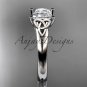 14kt white celtic trinity knot engagement ring with a Princess cut Moissanite center stone CT7143
