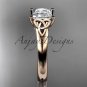 14kt rose celtic trinity knot engagement ring with a Princess cut Moissanite center stone CT7143