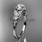 14k white gold unique engagement ring, wedding ring with a  Moissanite center stone ADLR387