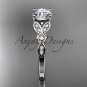 14k white gold unique engagement ring, wedding ring with a  Moissanite center stone ADLR387