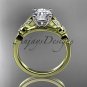 14k yellow gold unique engagement ring, wedding ring with a  Moissanite center stone ADLR387