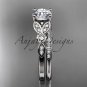 14k white gold unique engagement set, wedding ring ADLR387S