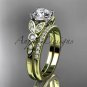 14k yellow gold unique engagement set, wedding ring with a  Moissanite center stone ADLR387S