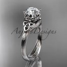 14kt white gold diamond celtic trinity knot wedding ring, engagement ring CT7240