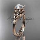 14kt rose gold diamond celtic trinity knot wedding ring, engagement ring CT7240