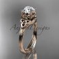 14kt rose gold diamond celtic trinity knot engagement ring with a Moissanite center stone CT7240