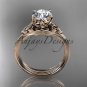14kt rose gold diamond celtic trinity knot engagement ring with a Moissanite center stone CT7240