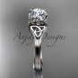 Platinum diamond celtic trinity knot engagement ring with a Moissanite center stone CT7240