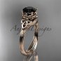 14kt rose gold diamond celtic trinity knot engagement ring with a Black Diamond center stone CT7240