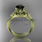 14k yellow gold diamond celtic trinity knot engagement ring with a Black Diamond center stone CT7240