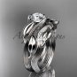 14kt white gold leaf and vine wedding ring, engagement set ADLR273S