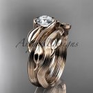 14kt rose gold leaf and vine wedding ring, engagement set ADLR273S