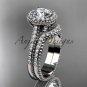 14kt white gold diamond floral wedding set, engagement ring ADLR101S