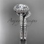 14kt white gold diamond floral wedding set, engagement ring ADLR101S