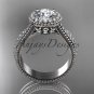 14kt white gold diamond floral wedding set, engagement ring ADLR101S
