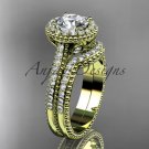 14kt yellow gold diamond floral wedding set, engagement ring ADLR101S
