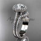 Platinum  diamond floral wedding set, engagement ring ADLR101S