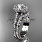 Platinum diamond floral wedding set, engagement ring ADLR101S