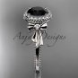 Platinum diamond unique engagement ring with a Black Diamond center stone ADER157