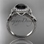 Platinum diamond unique engagement ring with a Black Diamond center stone ADER157