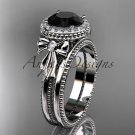 Platinum diamond unique engagement set with a Black Diamond center stone ADER157S