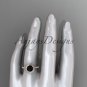 14kt rose gold diamond unique engagement ring with a Black Diamond center stone ADER106