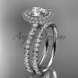 Platinum diamond unique wedding ring, engagement set with a Moissanite center stone ADER106S