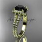 14kt yellow gold diamond unique engagement ring with a Black Diamond center stone ADER107