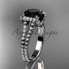 P[latinum  diamond unique engagement ring with a Black Diamond center stone ADER107