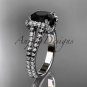 P[latinum diamond unique engagement ring with a Black Diamond center stone ADER107