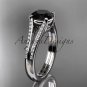 14kt white gold diamond unique engagement ring with a Black Diamond center stone ADER108