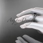 Platinum diamond unique engagement ring with a Black Diamond center stone ADER108