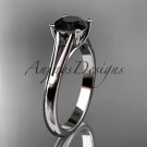 14kt white gold engagement ring solitaire ring with a Black Diamond center stone ADER109