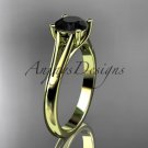 14kt yellow gold engagement ring solitaire ring with a Black Diamond center stone ADER109