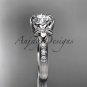 Unique 14k white gold diamond leaf and vine, floral diamond engagement ring ADLR333
