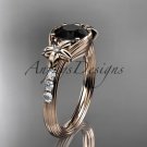 14k rose gold diamond floral diamond engagement ring with a Black Diamond center stone ADLR333