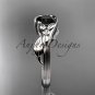 Unique 14kt white gold diamond floral engagement ring with a Black Diamond center stone ADLR324