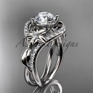 14kt white gold diamond engagement ring with a "Forever One" Moissanite center stone ADLR244