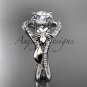 14kt white gold diamond engagement ring with a "Forever One" Moissanite center stone ADLR244
