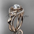 14kt rose gold diamond engagement ring with a "Forever One" Moissanite center stone ADLR244