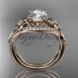 14kt rose gold diamond engagement ring with a "Forever One" Moissanite center stone ADLR244