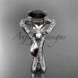 14kt white gold diamond engagement ring with a Black Diamond center stone ADLR244