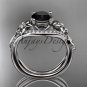 14kt white gold diamond engagement ring with a Black Diamond center stone ADLR244
